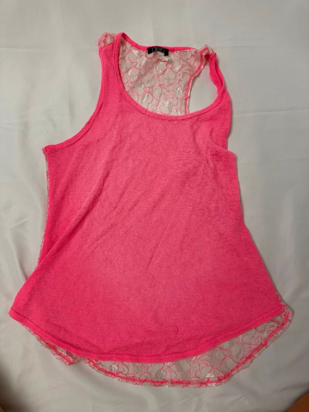 Deb Hot Pink Lace-Back Racerback Tank Top